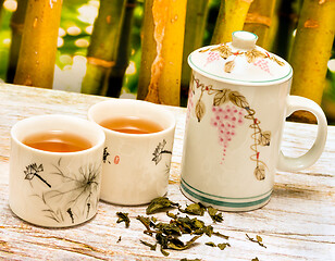 Image showing Refreshing Japanese Tea Represents Break Time And Cafe 