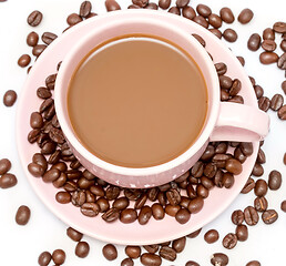 Image showing Fresh Coffee Beans Means Beverage Cup And Brew 