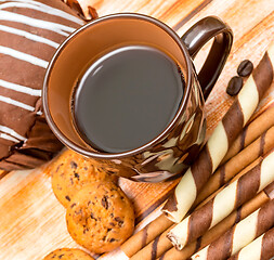 Image showing Biscuits And Coffee Represents Delicious Cookie And Crackers 