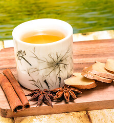 Image showing Refreshing Ginger Tea Shows Teacup Drinks And Refreshes 