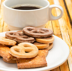 Image showing Coffee And Biscuits Means Barista Drink And Cracker 