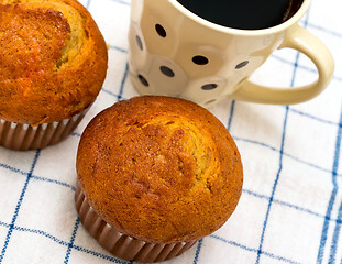 Image showing Cake And Coffee Shows Tasty Baked And Cupcake 