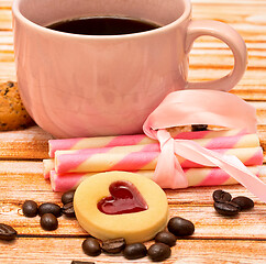 Image showing Cookies Coffee Break Shows Decaf Roasted And Espresso 