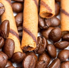 Image showing Coffee Beans Cookies Indicates Hot Drink And Beverage 