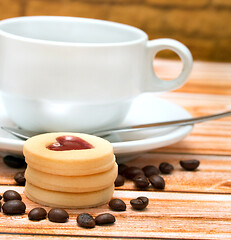 Image showing Coffee Break Biscuits Represents Decaf Cracker And Caffeine 