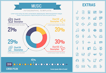 Image showing Music infographic template, elements and icons.