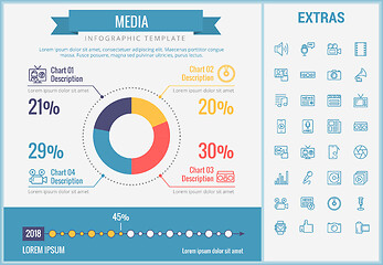 Image showing Media infographic template, elements and icons.