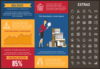 Image showing Real estate infographic template, elements, icons.