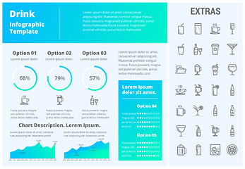 Image showing Drink infographic template, elements and icons.