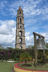 Image showing Manaca Iznaga Tower and bell in Valley of the Sugar Mills