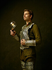 Image showing Medieval knight on dark background.