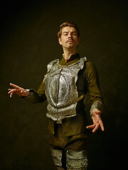 Image showing Medieval knight on dark background.