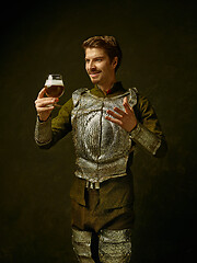 Image showing Medieval knight on dark background.