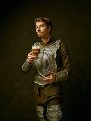 Image showing Medieval knight on dark background.