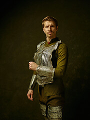 Image showing Medieval knight on dark background.