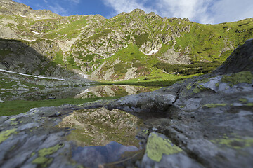 Image showing Alpine lake under Pietrosul mountain in Romania