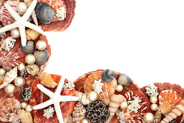 Image showing Abstract Seashell and Pearl Background Border Composition