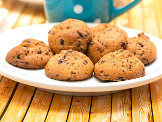 Image showing Coffee Biscuits Break Indicates Brew Cracker And Cafe 