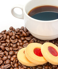 Image showing Cookie And Coffee Represents Decaf Cafeteria And Cafe 