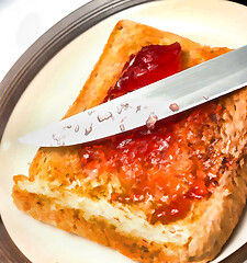 Image showing Jam On Toast Shows Meals Time And Break 