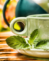 Image showing Mint Tea Refreshments Represents Cafeterias Restaurant And Cafes 