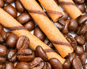 Image showing Coffee Beans Cookies Shows Hot Drink And Biscuits 