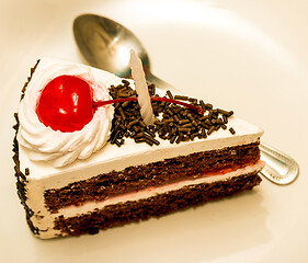 Image showing Slice Of Cake Indicates Black Forest And Appetizing 