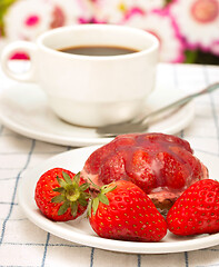 Image showing Strawberry Desert Coffee Indicates Tasty Delicious And Refreshment  