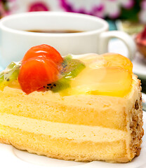 Image showing Moist Strawberry Cake Indicates Fresh Cream Gateau And Bakery