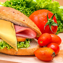Image showing Sandwich Ham Cheese Means Bread Roll And Freshness 