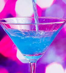Image showing Blue Cocktail Indicates Party Tropical And Bartending  