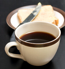 Image showing Bread And Coffee Represents Meal Time And Beverage 