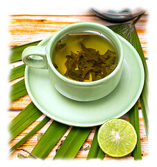 Image showing Lime Green Tea Shows Refreshing Teas And Cafeteria 