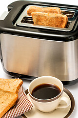 Image showing Coffee And Toast Indicates Morning Meal And Black 