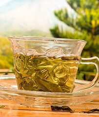 Image showing Green Tea Drink Represents Refreshment Healthy And Beverage