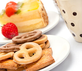 Image showing Delicious Biscuits Shows Cookies Plate And Appetizing 