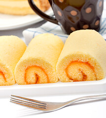 Image showing Delicious Cake Represents Swiss Roll And Cakes 