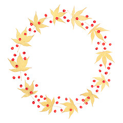 Image showing Golden Acer Leaf and Berry Wreath