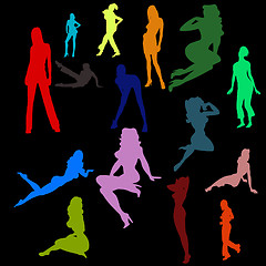 Image showing Color silhouettes of the sexy girls