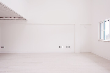 Image showing Interior of empty stylish modern open space two level apartment