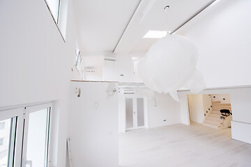 Image showing Interior of empty stylish modern open space two level apartment