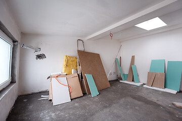 Image showing interior of construction site with white drywall