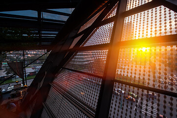 Image showing sunset through a glass roof