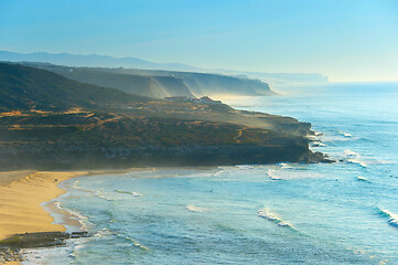 Image showing Seashore landscape at sunset. Portugal