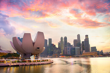 Image showing Singapore Downtown at sunset