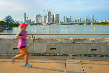 Image showing Jogging Singapore at sunset