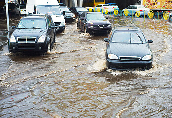 Image showing Flooded city road