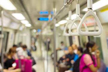 Image showing Singapore metro train handrail