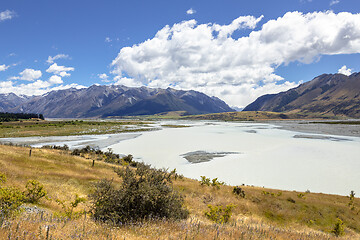 Image showing Rakaia River scenery in south New Zealand