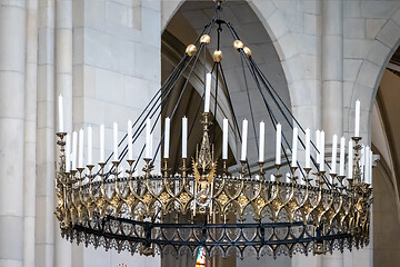 Image showing candle chandelier in a church in Muenster Germany